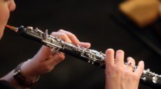 Oboe playing close up